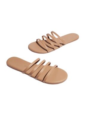 TKEES Leather Senna Flat Sandals in Cocobutter Tan Size 7